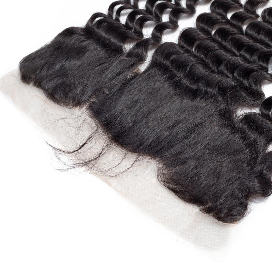 VSHOW HAIR 100% Virgin Human Hair Loose Deep Wave 13x4 Lace Frontal Natural Black - Image 5