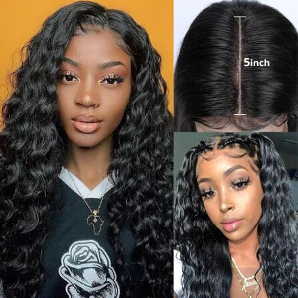 VSHOW Human Hair Wigs 5x5 Closure Wig Frontal Wig Loose Deep Wave Wig 5X5 Lace Closure Wig - Image 3