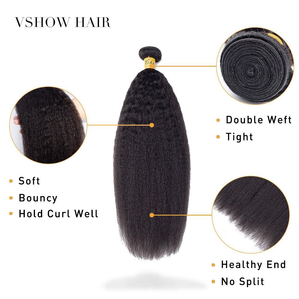 VSHOW HAIR Premium 9A Malaysian Virgin Human Hair YaKi 3 or 4 Bundles with Closure Popular Sizes - Image 4