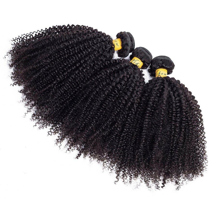 VSHOW HAIR Premium 9A Malaysian Human Virgin Hair Afro Curly Natural Black 3 Bundles Deal - Image 3