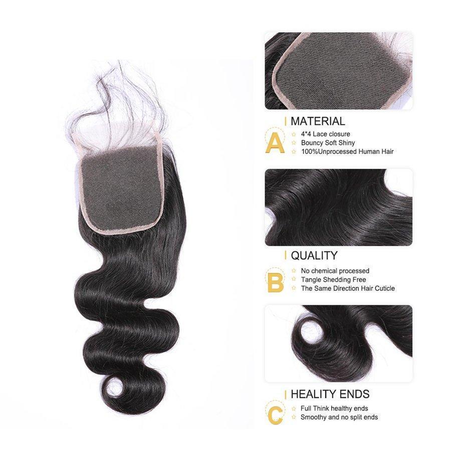 VSHOW HAIR Premium 9A Malaysian Human Virgin Hair Body Wave 4 Bundles with Pre Plucked Closure Deal Natural Black - Image 9