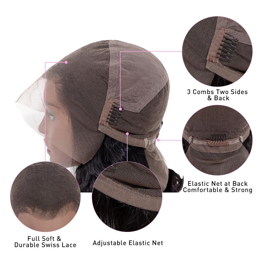 VSHOW HAIR Premium 9A Body Wave Human Hair Full Lace Wigs Natural Black - Image 7