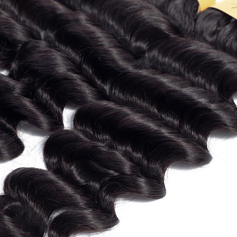 VSHOW HAIR Premium 9A Malaysian Human Virgin Hair Loose Deep Wave Natural Black 4 Bundles Deal - Image 3