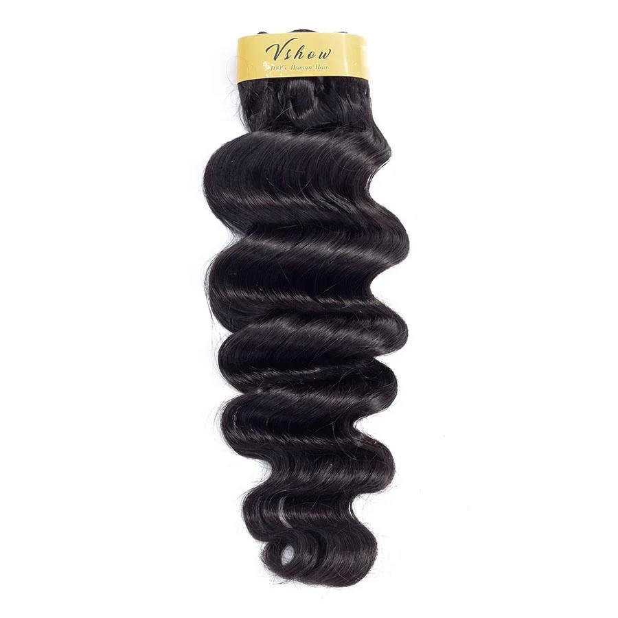 VSHOW HAIR Premium 9A Malaysian Human Virgin Hair Loose Deep Wave Natural Black 4 Bundles Deal - Image 5
