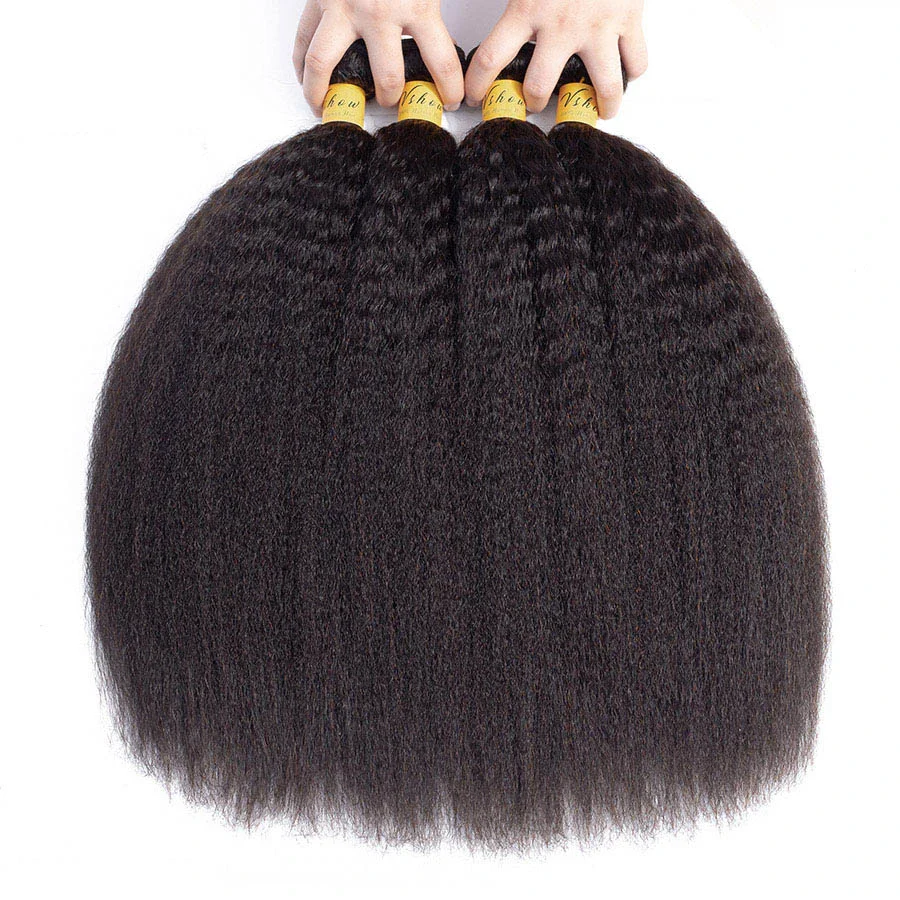 VSHOW HAIR Premium 9A Mongolian Virgin Human Hair YaKi 3 or 4 Bundles with Closure Popular Sizes - Image 4