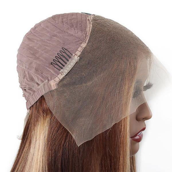 VSHOW HAIR Highlight Wig Brown Colored Human Hair Wigs Ombre Straight Lace Front Wig Highlight Human Hair Wigs - Image 6