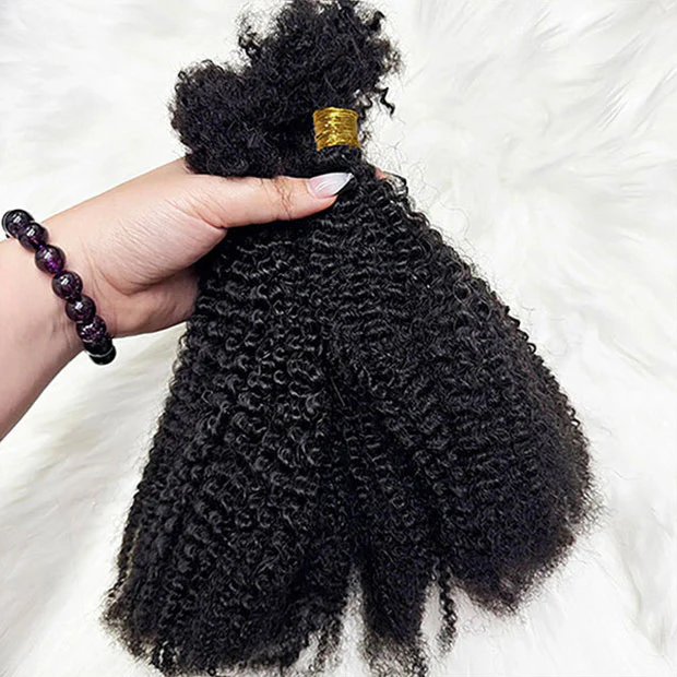 No Weft Afro Curly Hair Bulk Knotless Human Braiding Hair Unprocessed Virgin Human Hair Weaving - Image 7