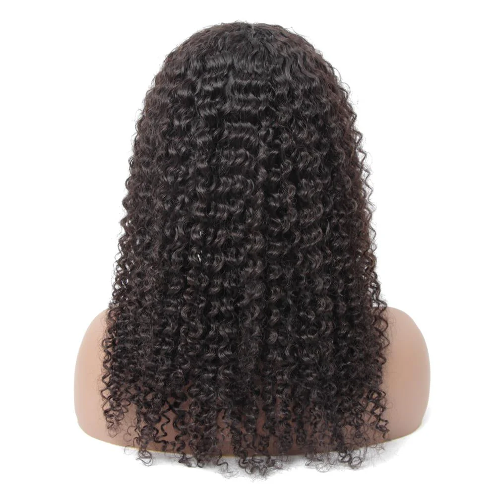 VSHOW Mongolian Kinky Curly Natural Look Human Hair None Lace Wigs with Bangs - Image 5