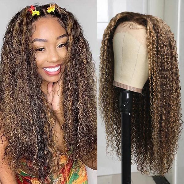 VSHOW HAIR Highlight Ombre High Density Kinky Curly Lace Front Human Hair Wigs Pre-Plucked Remy Lace Wig With Baby Hair - Image 5