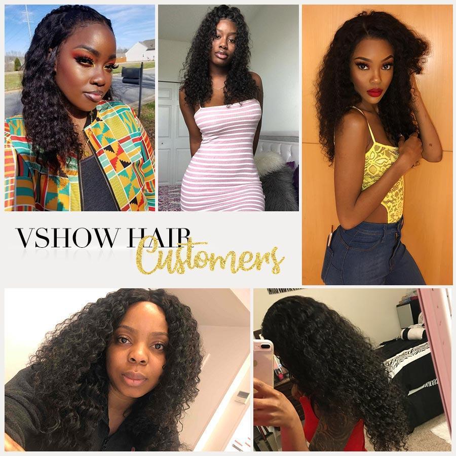 VSHOW HAIR Premium 9A Transparent Lace Front Wigs Deep Wave Human Hair Natural Black - Image 3