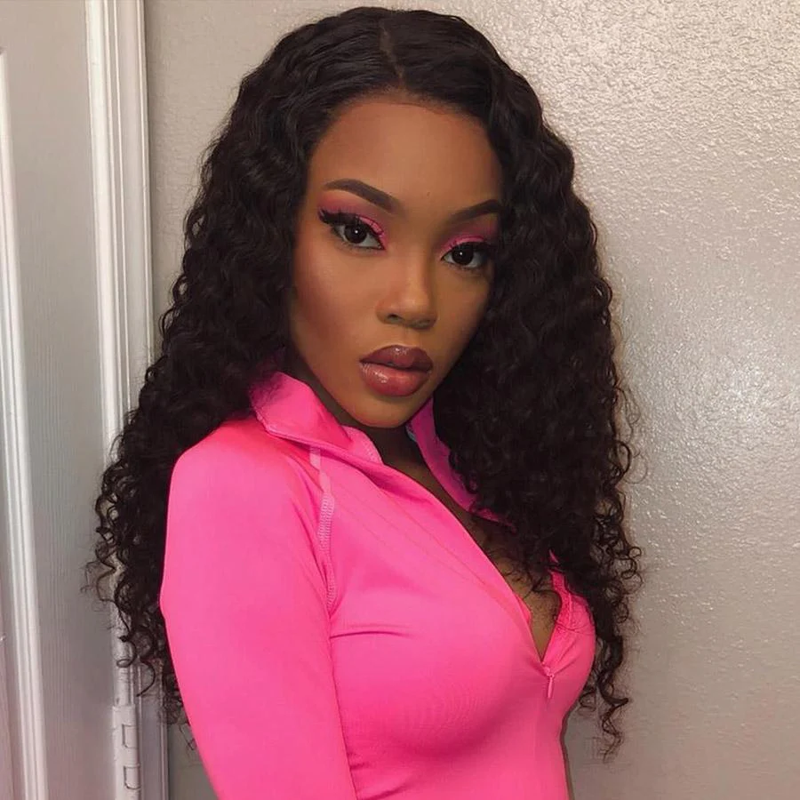 VSHOW HAIR Premium 9A Transparent Lace Front Wigs Deep Wave Human Hair Natural Black - Image 4