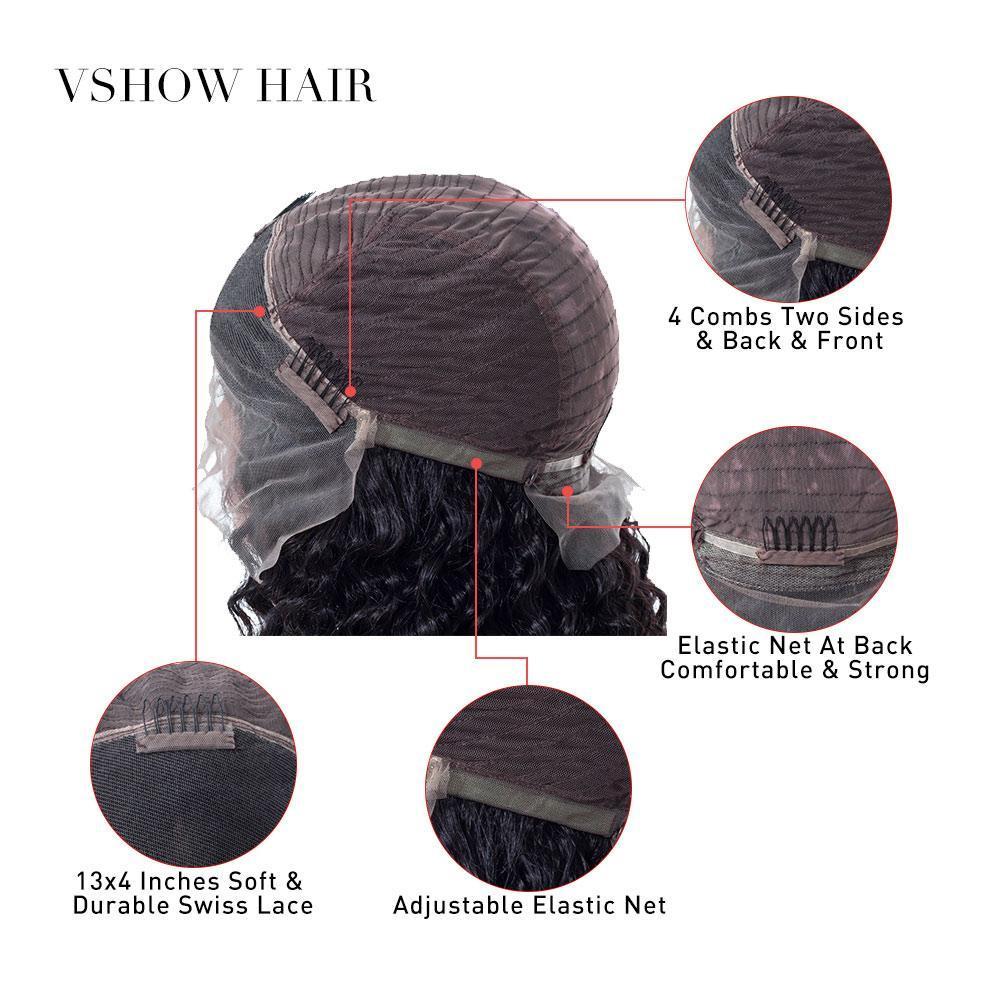 VSHOW HAIR Premium 9A Transparent Lace Front Wigs Deep Wave Human Hair Natural Black - Image 6