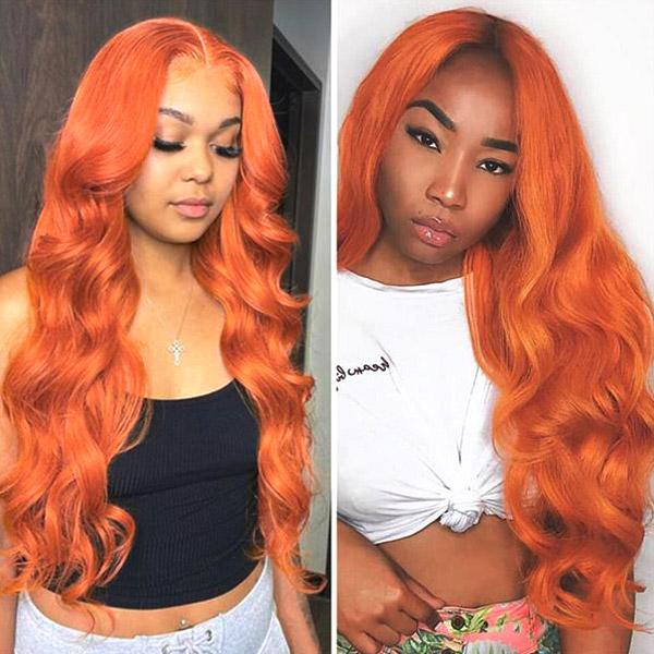 VSHOW Orange Hair Body Wave Human Hair Lace Front Wigs Hair Color Trends 2023 - Image 3