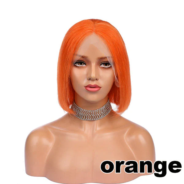 VSHOW HAIR Bob Straight Human Hair Wig Colored Lace Closure Wigs Pink Purple Orange Blue Hair - Image 5