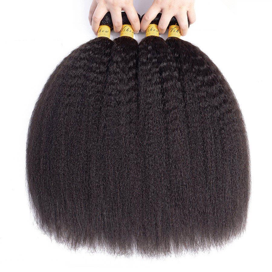VSHOW HAIR Premium 9A Peruvian Human Virgin Hair YaKi Natural Black 4 Bundles Deal - Image 3