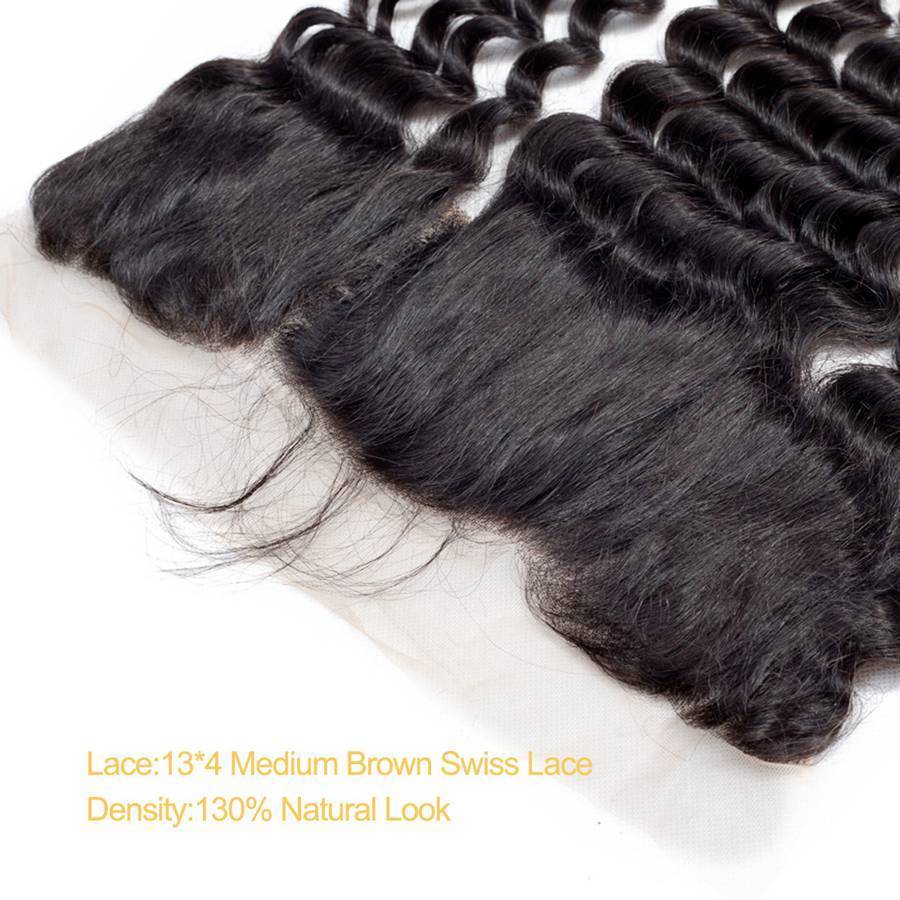 VSHOW HAIR Premium 9A Peruvian Human Virgin Hair Loose Deep Wave 3 Bundles with Pre Plucked 13x4 Frontal Natural Black - Image 7