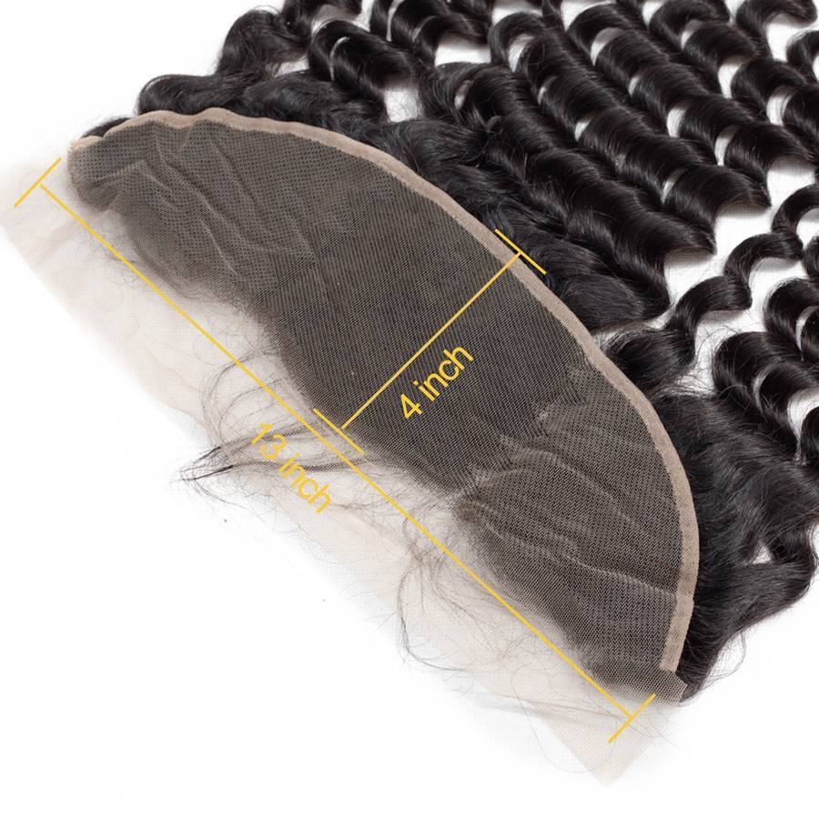 VSHOW HAIR Premium 9A Peruvian Human Virgin Hair Loose Deep Wave 3 Bundles with Pre Plucked 13x4 Frontal Natural Black - Image 8