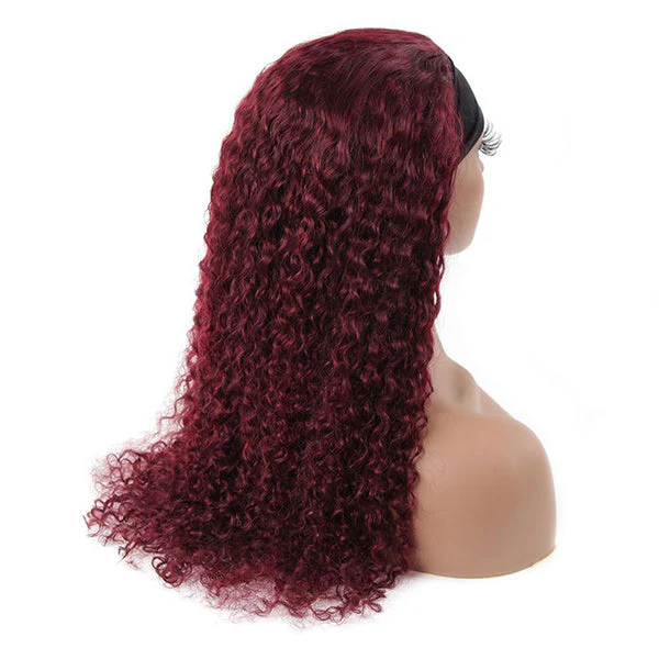 VSHOW HAIR Premium Burgundy 99J Water Wave Hair Headband Wigs 180% Density Glueless None Lace Wig - Image 4