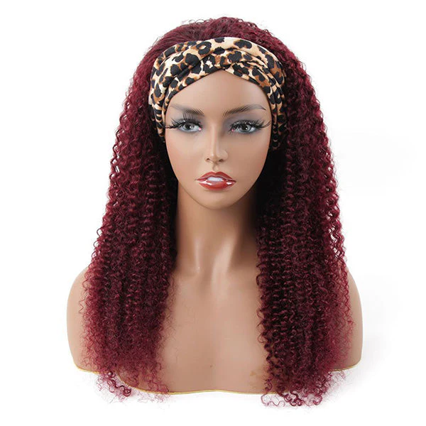 VSHOW HAIR Premium Burgundy 99J Water Wave Hair Headband Wigs 180% Density Glueless None Lace Wig - Image 5