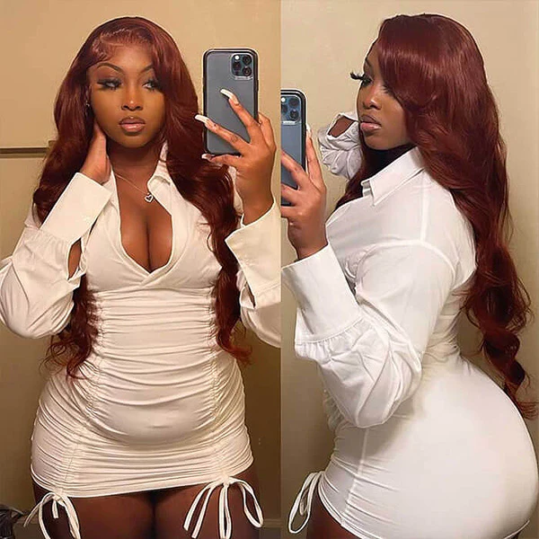 Reddish Brown Body Wave Wear Go Glueless Wigs Pre-cut 4x6 Lace Wig - Image 3