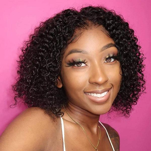 VSHOW Kinky Curly Lace Front Wigs for Black Women 4X4 Lace Closure Bob Wigs - Image 3