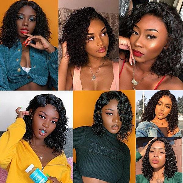 VSHOW Kinky Curly Lace Front Wigs for Black Women 4X4 Lace Closure Bob Wigs - Image 5