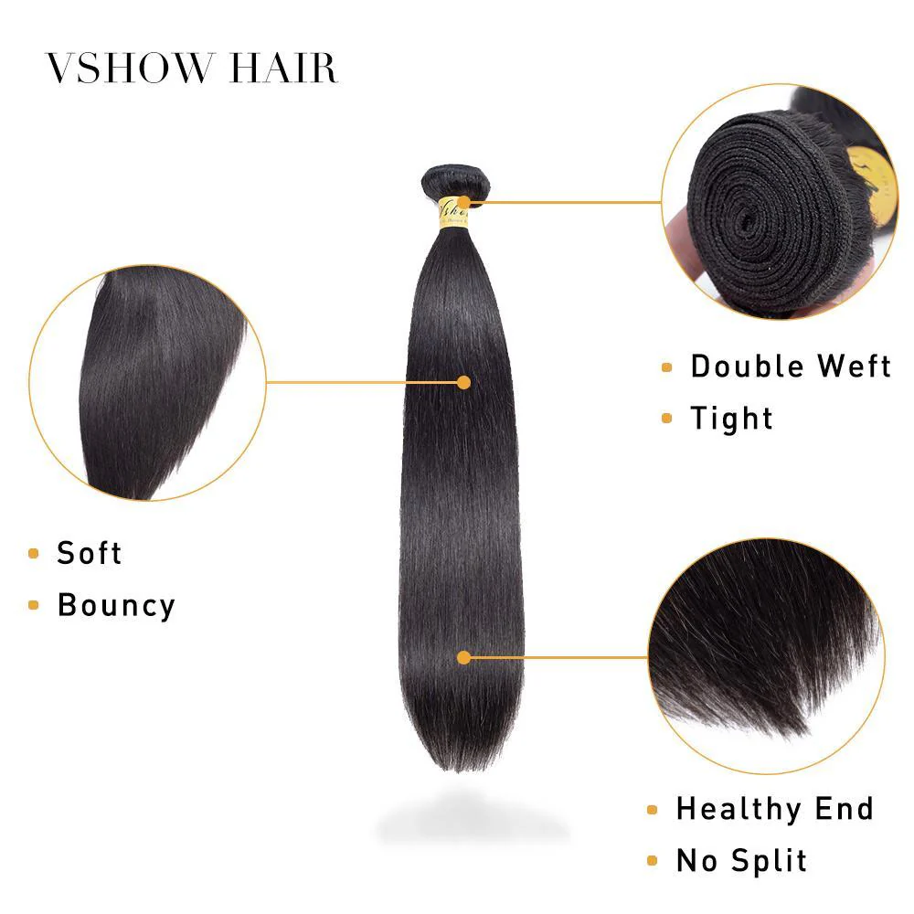 VSHOW HAIR Premium 9A Virgin Human Hair Sample Straight 1 or 2 Bundles Natural Black - Image 3