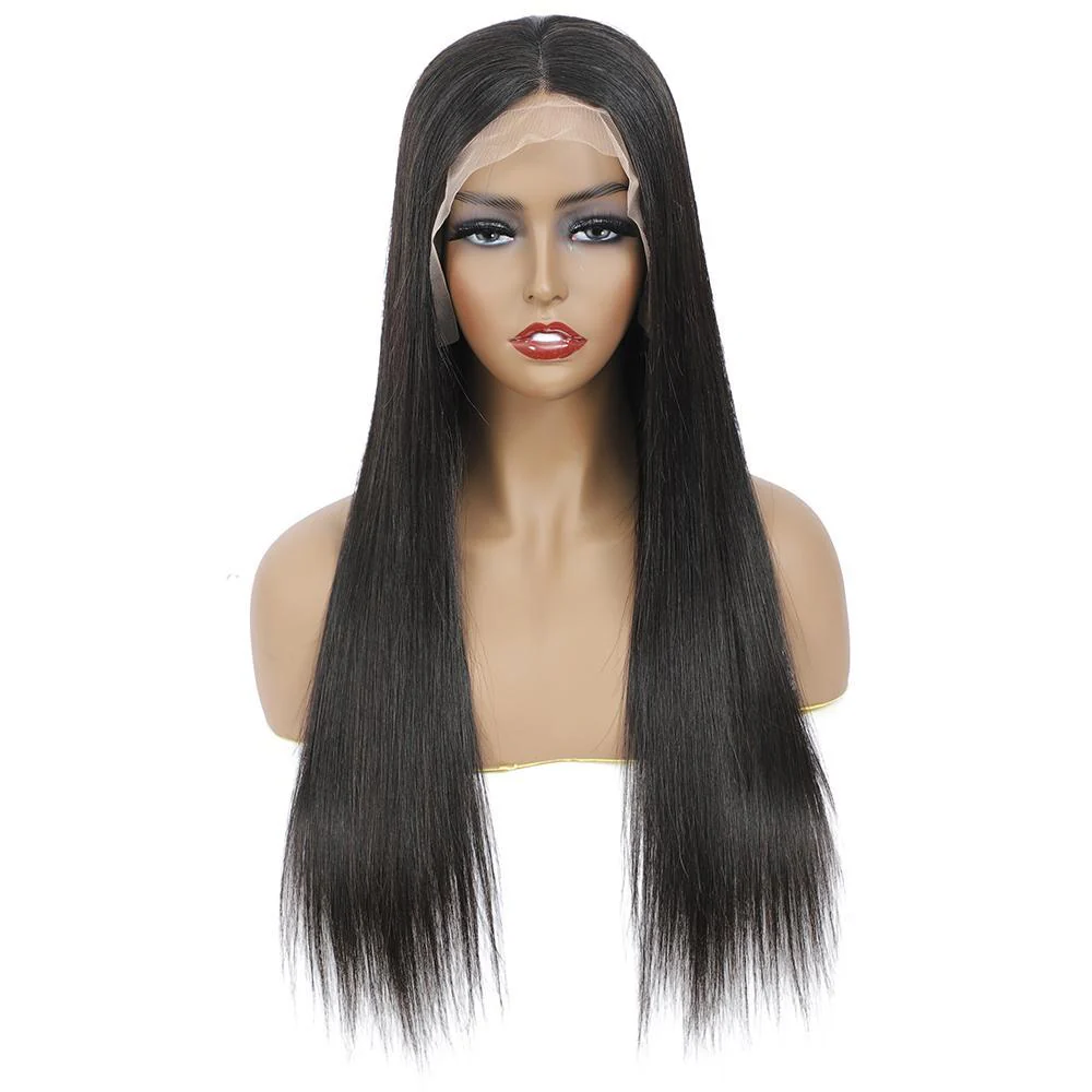 VSHOW Straight Hair Lace Part Wig Deep Middle Part 4 Inch Natural Black - Image 5