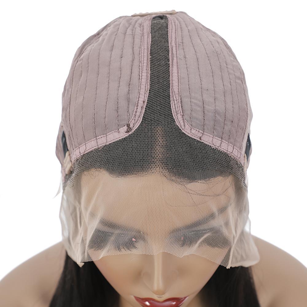 VSHOW Straight Hair Lace Part Wig Deep Middle Part 4 Inch Natural Black - Image 7