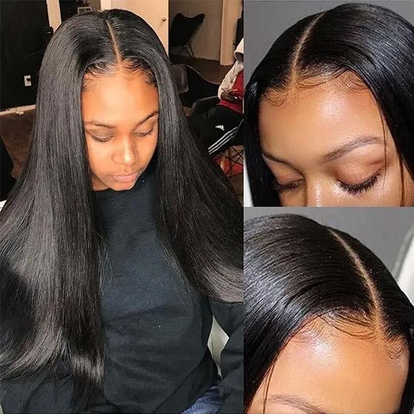 VSHOW Bleached Knots Silky Straight Human Hair Wigs 13x4 Invisible Swiss HD Lace Front Wigs - Image 6