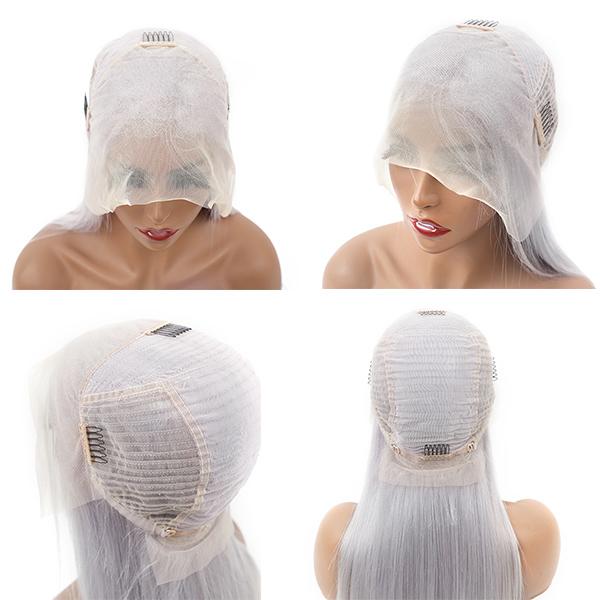VSHOW Gray Hair Styles Straight Hair Balayage Ash Grey Hair Lace Front Wig Human Hair - Image 6