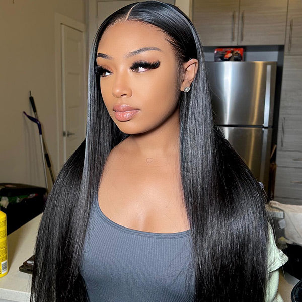 VSHOW Silky Straight 360 Transparent Lace Frontal Wigs With Bleached Knots& Pre Cut Lace Adjustable Cap Size - Image 5