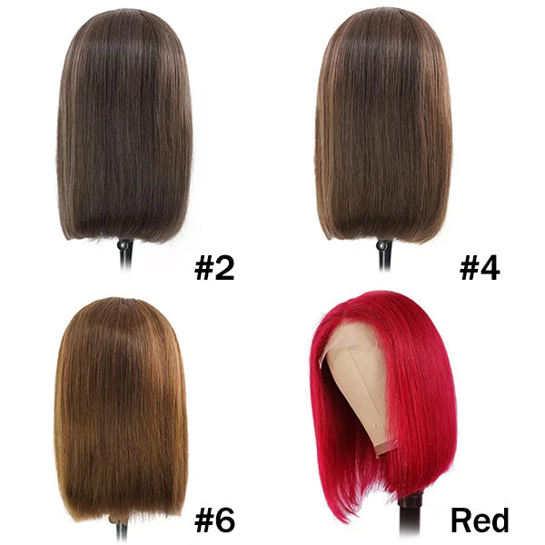 VSHOW HAIR Bob Straight Human Hair Colored 13x4 Lace Front Wigs 99J Red #2 #4 #6 Ginger Color - Image 3