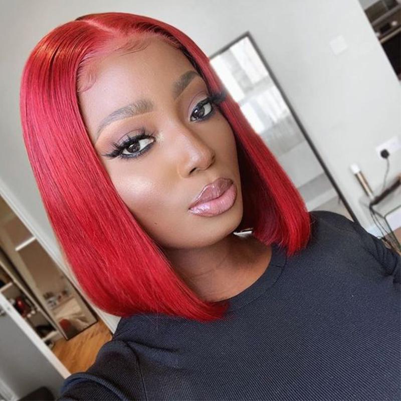 VSHOW HAIR Bob Straight Human Hair Colored 13x4 Lace Front Wigs 99J Red #2 #4 #6 Ginger Color - Image 7