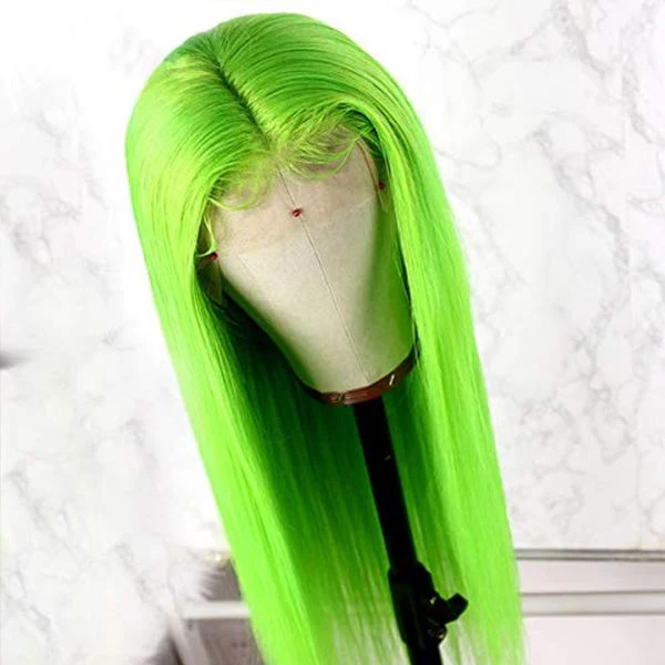 VSHOW Emerald Green Hair Straight Human Hair Lace Front Wigs With Color Cosplay Wigs - Image 3