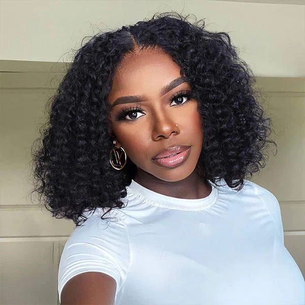 Short Bob Cut Wigs 13x4 Lace Front Human Hair Wigs Highlight Kinky Curly Hair Wigs Transparent Lace - Image 3