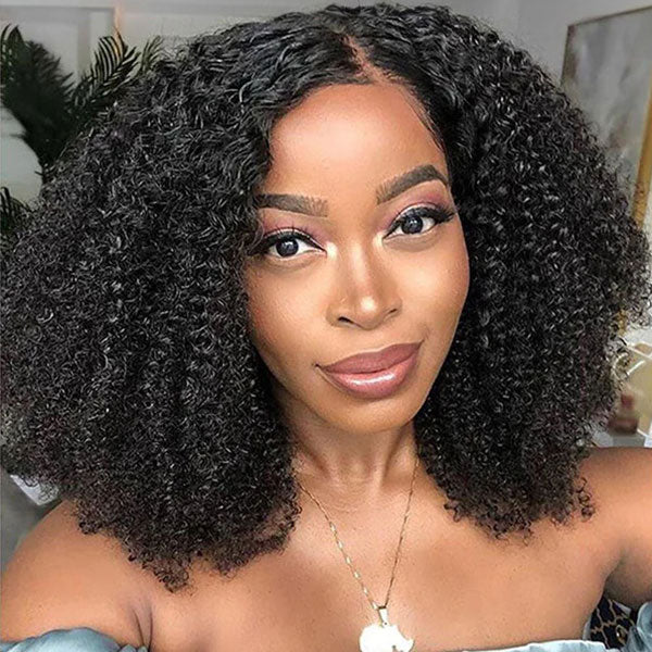 Vshow Kinky Curly Bob Wig Transparent Lace Short Bob Wigs Human Hair 4x4 Lace Closure Wigs - Image 3