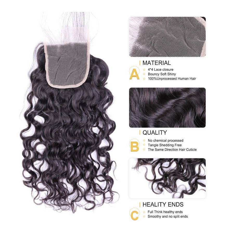 VSHOW HAIR Premium 9A Malaysian Human Virgin Hair Natural Wave 4 Bundles with Pre Plucked Closure Deal Natural Black - Image 7