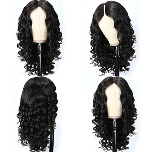VSHOW Glueless Wigs V Part Wigs 250% Density Body Wave Wigs Thin Part Human Hair Wig - Image 4