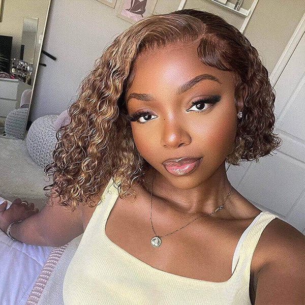 Vshow 4/27 Highlight Kinky Curly Wear Go Wigs Pre-cut HD Lace Wigs - Image 3