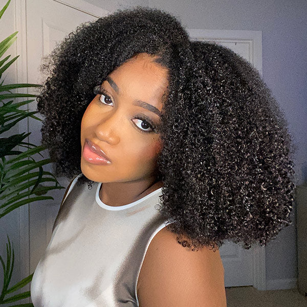 Vshow Glueless Wigs V Part Afro Curly Wig No Leave Out Thin Part Human Hair Wig With Drawstring Beginner Friendly - Image 5