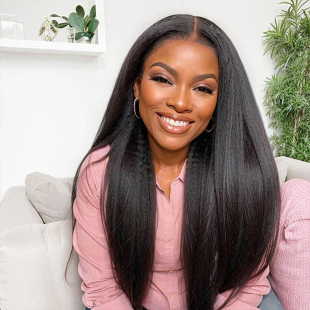 VSHOW Drawstring Glueless Wigs Kinky Straight Hair V Part Wigs 250% Density Human Hair Wigs For Black Women - Image 4