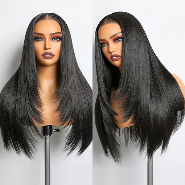 Face-Framing Layered Cut Pre-bleached 10x6 Wear Go Wigs 180% Density Straight Human Hair Wigs - Image 3