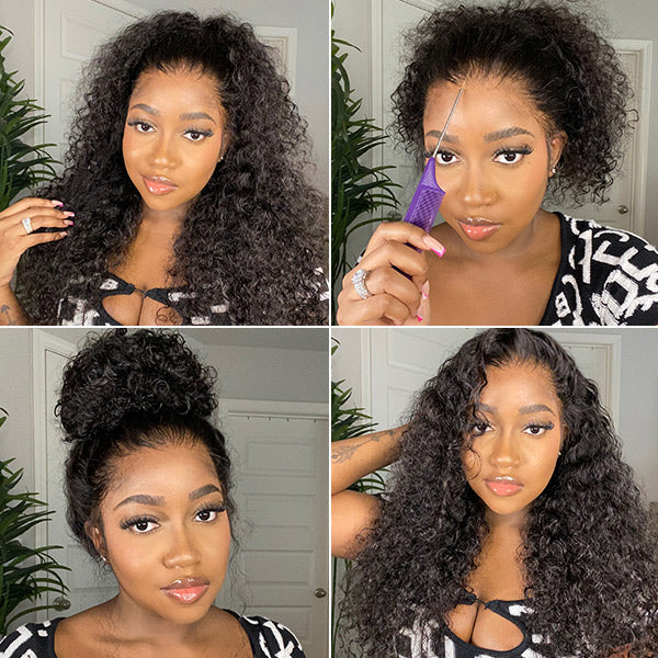 VSHOW Water Wave 360 Lace Frontal Human Hair Wear Go Wigs With Bleached Knots Invisible Drawstring - Image 3