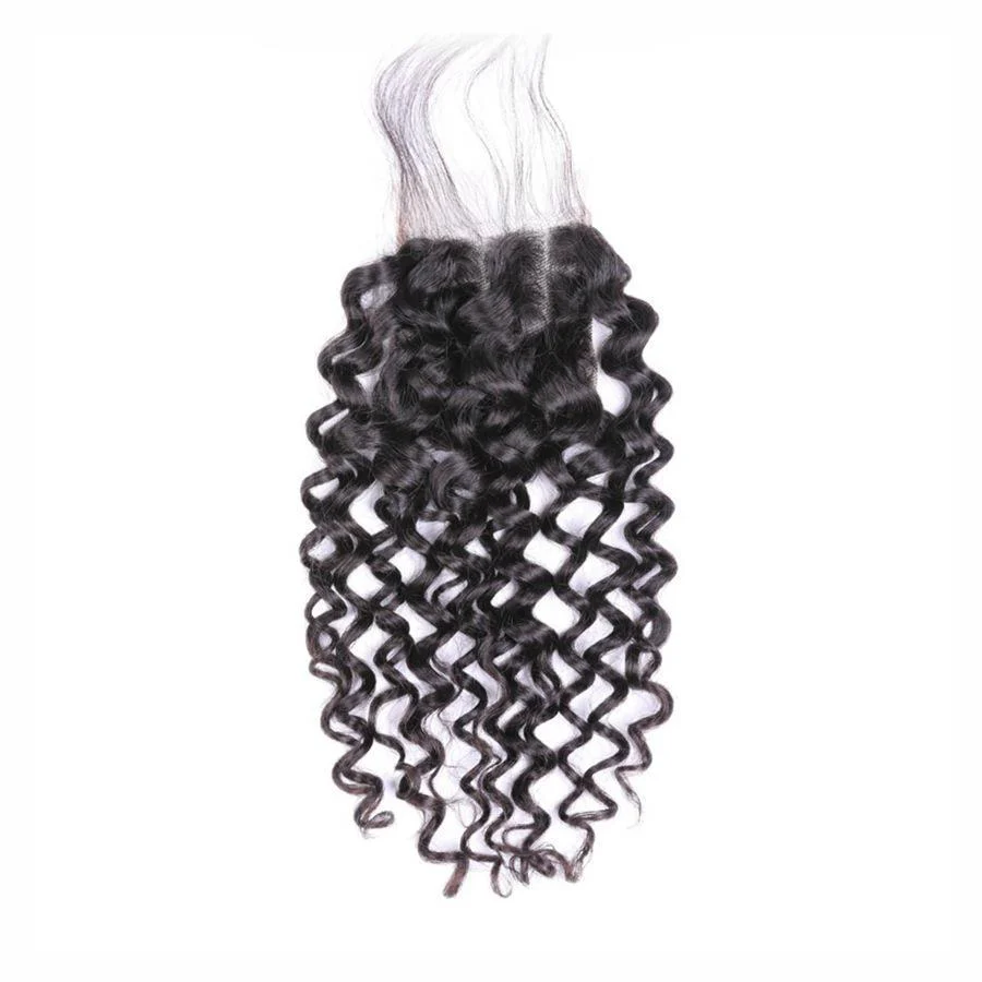 VSHOW HAIR 100% Virgin Human Hair Water Wave 4x4 Lace Closure Natural Black - Image 4
