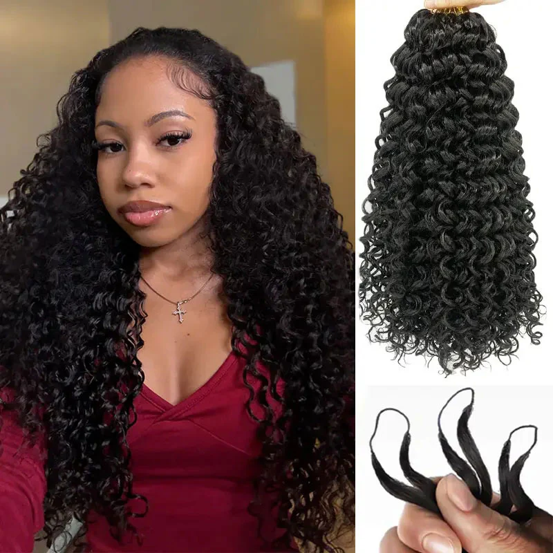 Water Wave Pre Looped Crochet Human Hair Extensions Feather Soft Braid Hair For Miracle Knots 50g/Piece - Image 3
