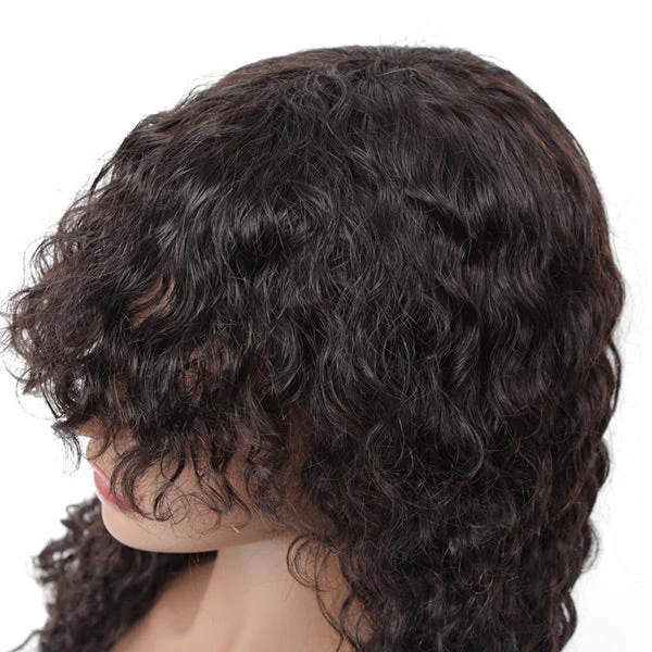 VSHOW HAIR Premium 9A Water Wave Human Hair None Lace Wigs with Bangs - Image 3