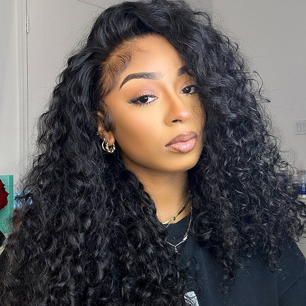 3 In 1 Half Wigs Water Wave Flip Over Human Hair Wigs Full Machiine Made Wigs With Natural Hairline - Image 4