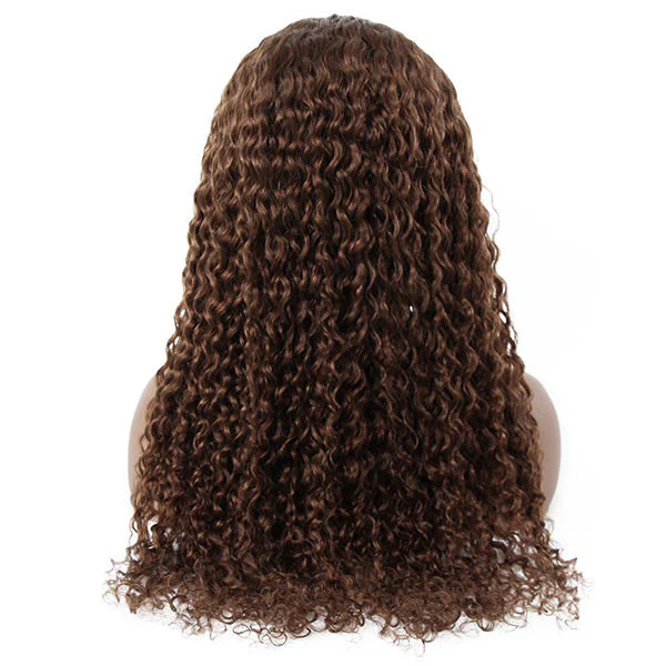 VSHOW HAIR Premium #4 Brown Water Wave Hair Headband Wigs 180% Density Glueless None Lace Wig - Image 4