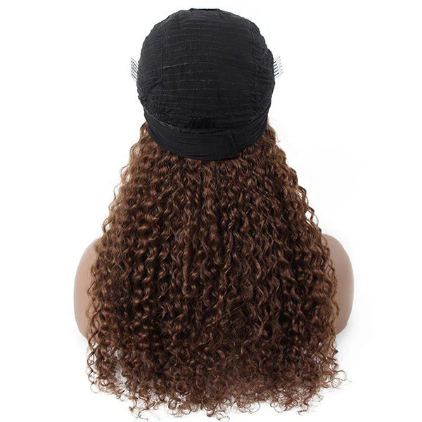 VSHOW HAIR Premium #4 Brown Water Wave Hair Headband Wigs 180% Density Glueless None Lace Wig - Image 6